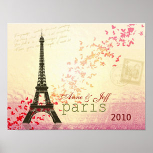 Love in Paris Eiffel Tower Poster
