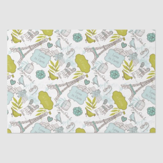Love in Paris Pattern Tissuepapier (Voorkant)