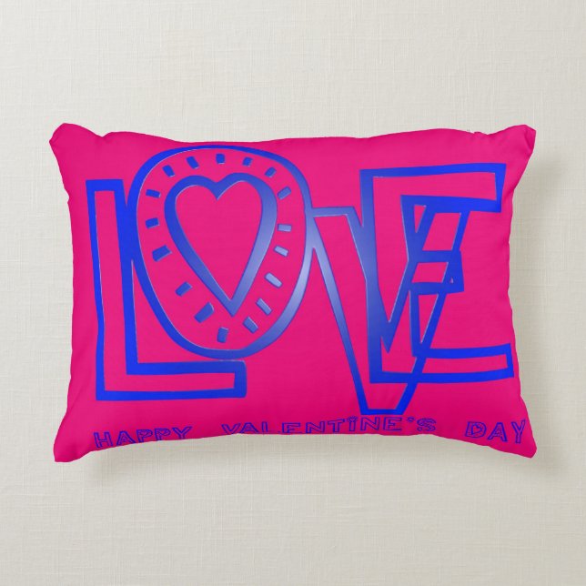 Love In rose blue Coussin de Saint Valentin (Devant)