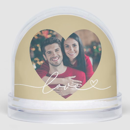 Love in Script Gold Custom Heart Shaped Photo (Avant)