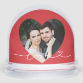 Love in Script Red Custom Heart Shaped Photo Sneeuwbol (Voorkant)