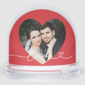 Love in Script Red Custom Heart Shaped Photo Sneeuwbol (Achterkant)