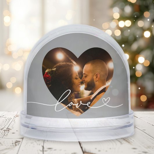 Love in Script Silver Custom Heart Shaped Photo