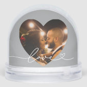 Love in Script Silver Heart Photo Sneeuwbol (Achterkant)