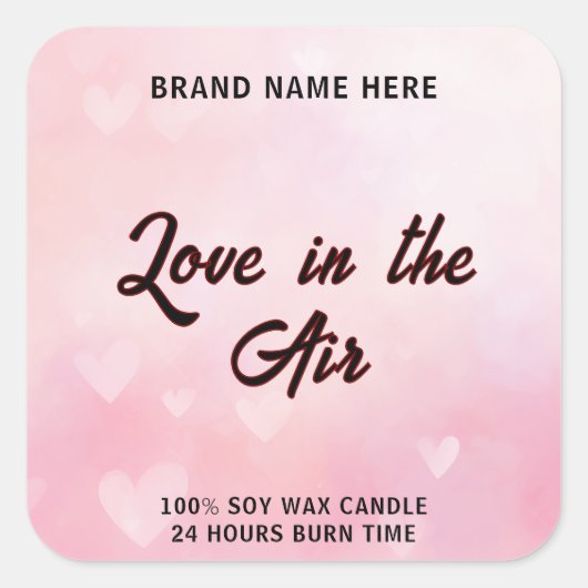 Love in the Air Candle – Custom Romantic Label (Voorkant)