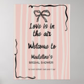 Love in the Air Retro Pink Quirky Bridal Welcome Poster (Voorkant)