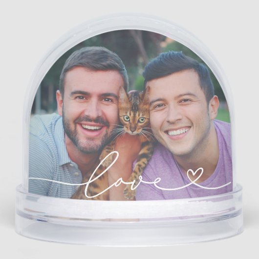 Love in White Script with Heart Custom Photo (Avant)