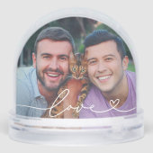 Love in White Script with Heart Custom Photo (Arrière)