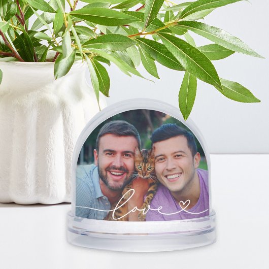 Love in White Script with Heart Custom Photo