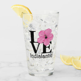 LOVE Indialantische roze hibiscus Glas