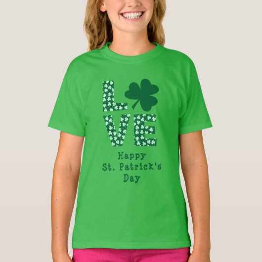 LOVE Irish Fun Kinder St. Patrick's Day T-shirt (Voorkant)