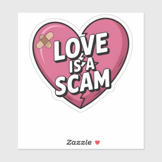 Love Is a Scam Anti Valentine Heart Sticker (Vel)