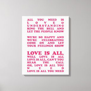 Love is all - Roger Clover Song Lyrics Canvas Afdruk