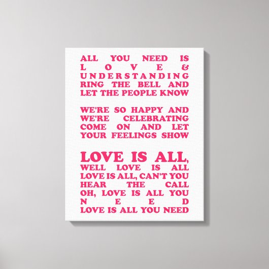 Love is all - Roger Clover Song Lyrics Canvas Afdruk (Voorkant)