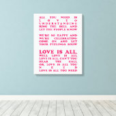Love is all - Roger Clover Song Lyrics Canvas Afdruk (Insitu (Houten vloer))