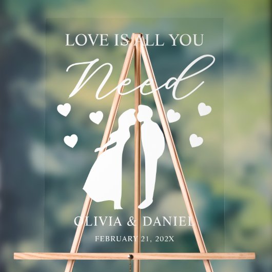 Love is All You Need Custom Wedding Acryl Bord (Neutraal)