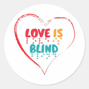 Love is Blind Braille Heart Ronde Sticker