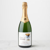 Love is Brewing Blue Bow Coffee Bridal Shower Sparkling Wijnetiket (Voorkant)