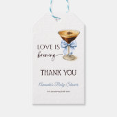 Love is Brewing Blue Coquette Bow Bridal Shower Cadeaulabel (Voorkant)