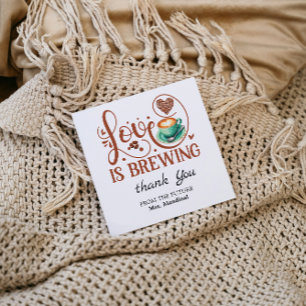 Love Is Brewing Bruidsdouche Terracotta Koffie Bedankkaart