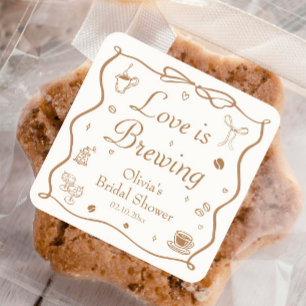 Love is Brewing Bruiloftsfeest Vierkante Sticker