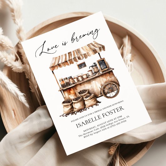 Love is Brewing Coffee Bridal Shower Rustic Kaart