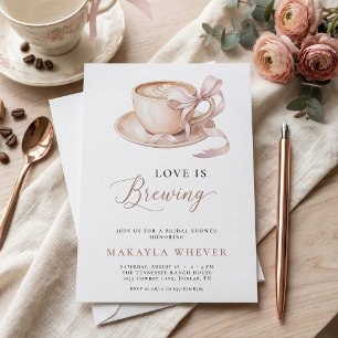 Love is Brewing Coffee Coquette Boog Bruidsfeest Kaart