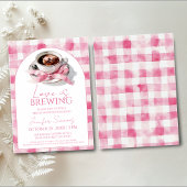 Love Is Brewing Coffee Pink Bow Bridal Shower Kaart
