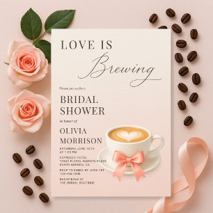 Love is Brewing Coquette Coffee Bruidsuitnodiging Kaart
