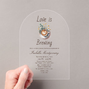 Love Is Brewing Cozy Espresso Bruiloftsfeest Acryl Uitnodigingen