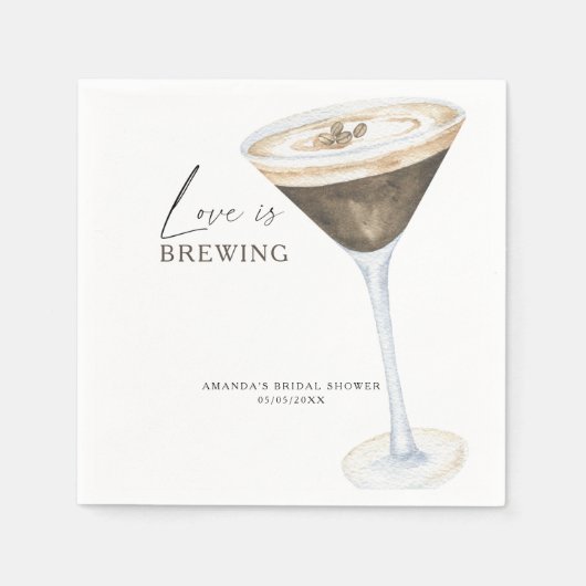 Love is Brewing Espresso Martini Bruiloft Servet (Voorkant)