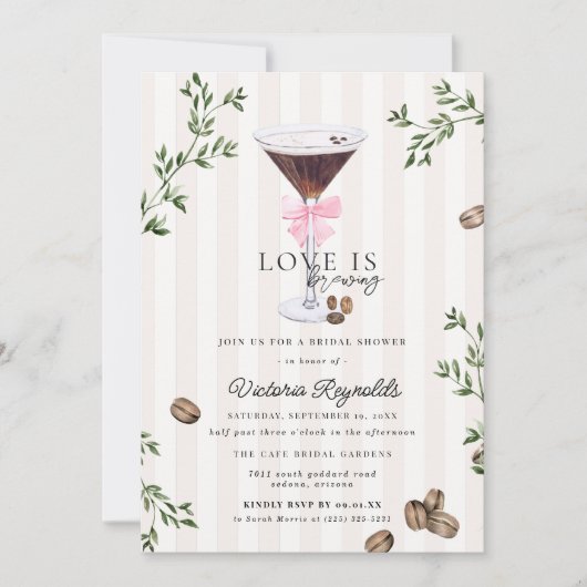 Love Is Brewing | Espresso Martini Vrijgezellenfee Kaart (Voorkant)