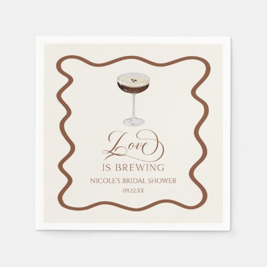 Love Is Brewing Expresso Martini Bruidsfeest Servet (Voorkant)