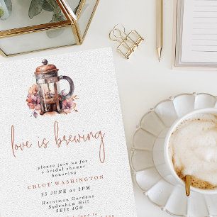 Love is Brewing Floral Coffee Press Vrijgezellenfe Kaart