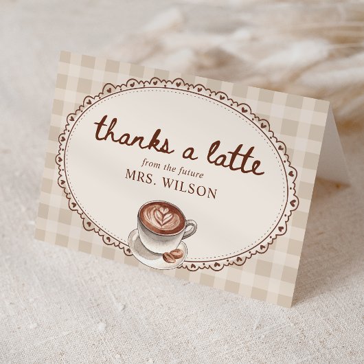 Love is Brewing Gingham Coffee Bridal Shower Bedankkaart
