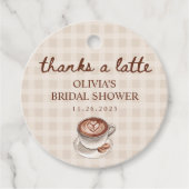 Love is Brewing Gingham Coffee Bridal Shower Gift Bedankjes Labels (Voorkant)