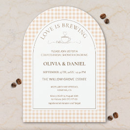 Love Is Brewing Gingham Coffee Couples Shower Kaart