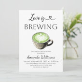 Love is Brewing Green Coffee Matcha Bridal Shower Kaart (Staand voorkant)