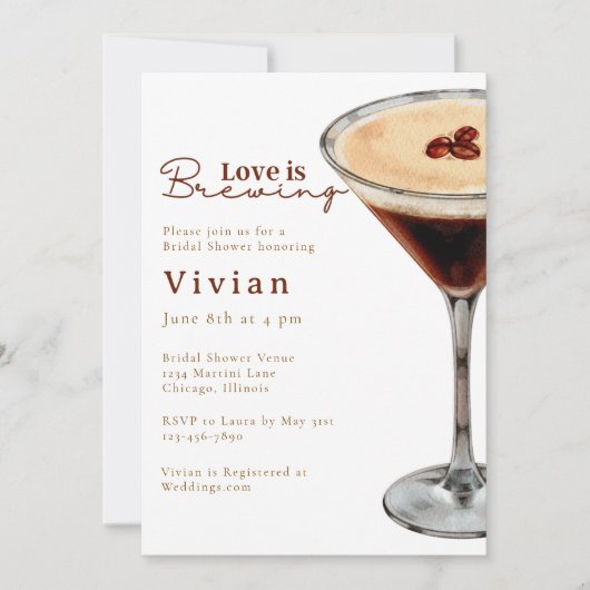 Love is Brewing Martini Bridal Shower invitation (Devant)
