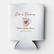 Love is Brewing white coffee mug heart bridal show