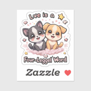 Love is een viervoetig woord Schattige puppy decal Sticker