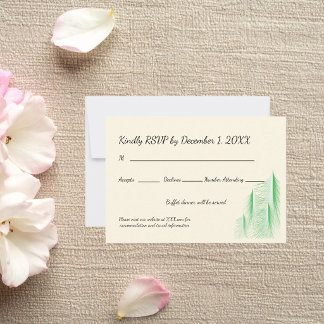 Love Is Evergreen Bruiloft RSVP Kaartje