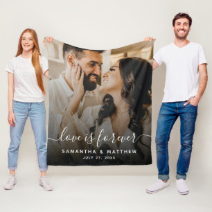 Love is Forever Verloving Photo Wedding Fleece Deken