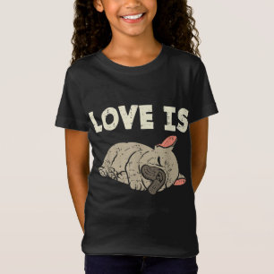 Love is French Bulldog Cute Frenchie Hondenliefheb T-shirt