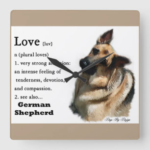 Love is German Shepherd Gifts Vierkante Klok