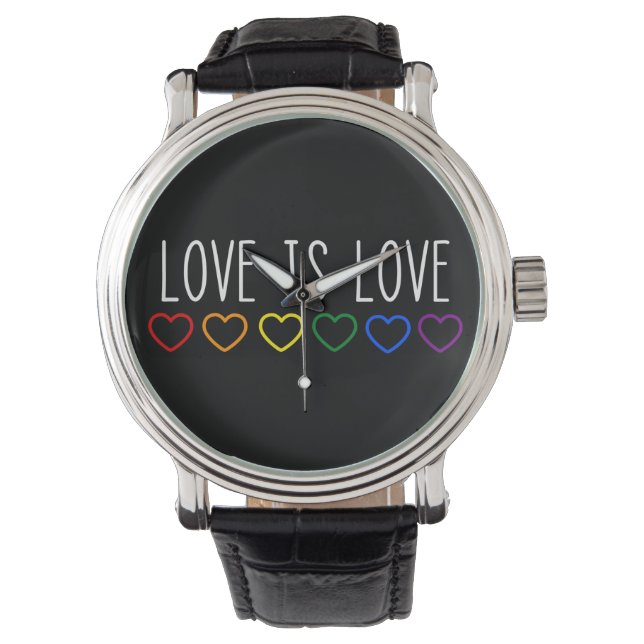 Love is Hearts LGBTQ Horloge (Voorkant)