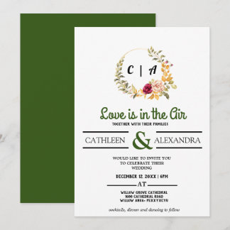 Love IS IN AIR Romantic Script with elegant floral Kaart