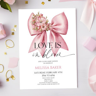 Love Is In Bloom Pink Floral Bow Vrijgezellenfeest Kaart