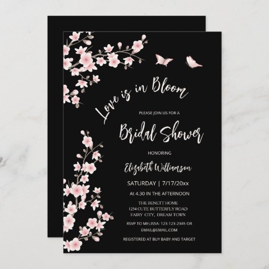 Love Is In Bloom | QR Code Registry Bridal Shower Kaart (Voorkant / Achterkant)