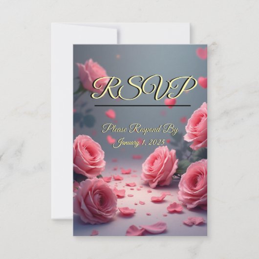 Love is in Bloom RSVP Pink Roses Wedding (Voorkant)